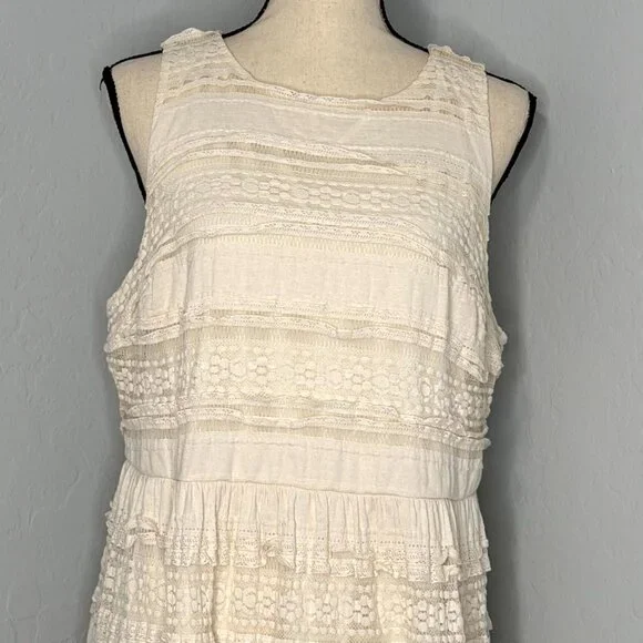 Torrid Ivory Lace High Neck Sleeveless Lined Tiered Dress Size 18 - Picture 3 of 13